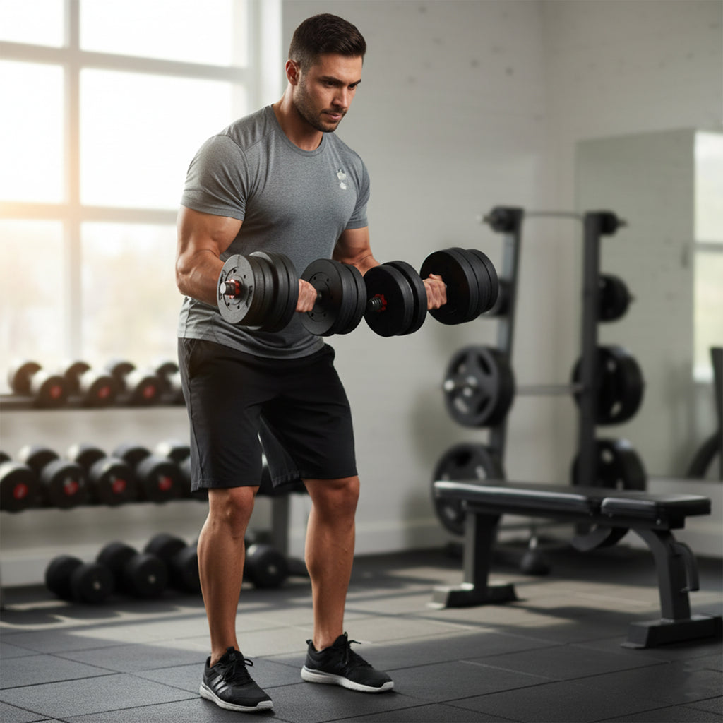 Adjustable Dumbbells & Barbell Set (20 kg / 25 kg / 30 kg) – 2-in-1 Home Gym Free Weights