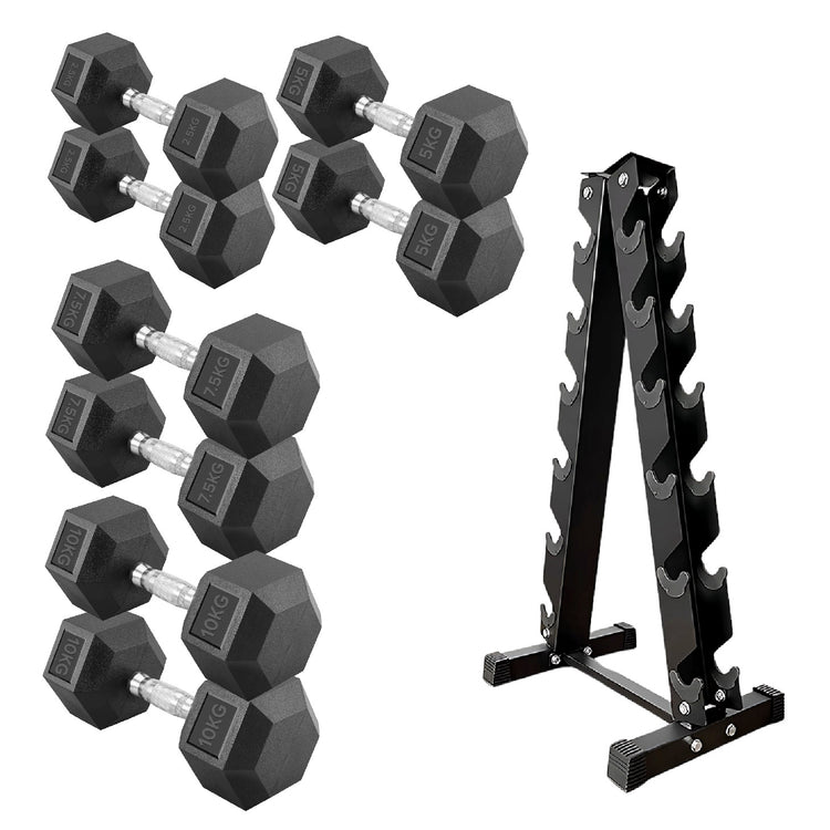 Hex Dumbbell Set with Rack ( 2.5kg to 60kg ) | in UK