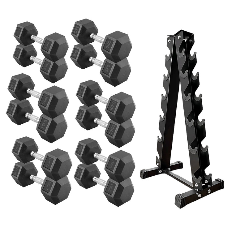 Hex Dumbbell Set with Rack ( 2.5kg to 60kg ) | in UK