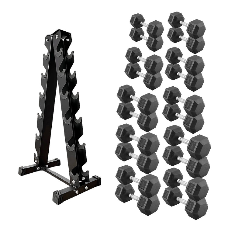 Hex Dumbbell Set with Rack ( 2.5kg to 60kg ) | in UK
