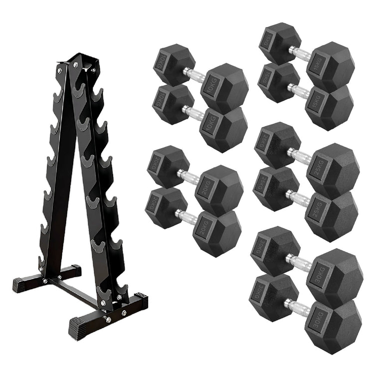 Hex Dumbbell Set with Rack ( 2.5kg to 60kg ) | in UK