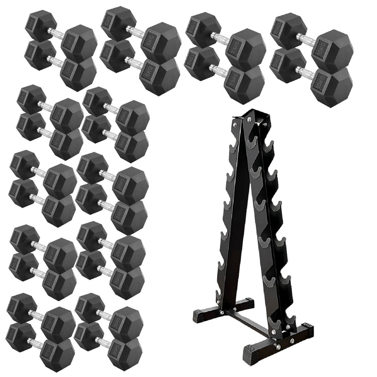 Hex Dumbbell Set with Rack ( 2.5kg to 60kg ) | in UK