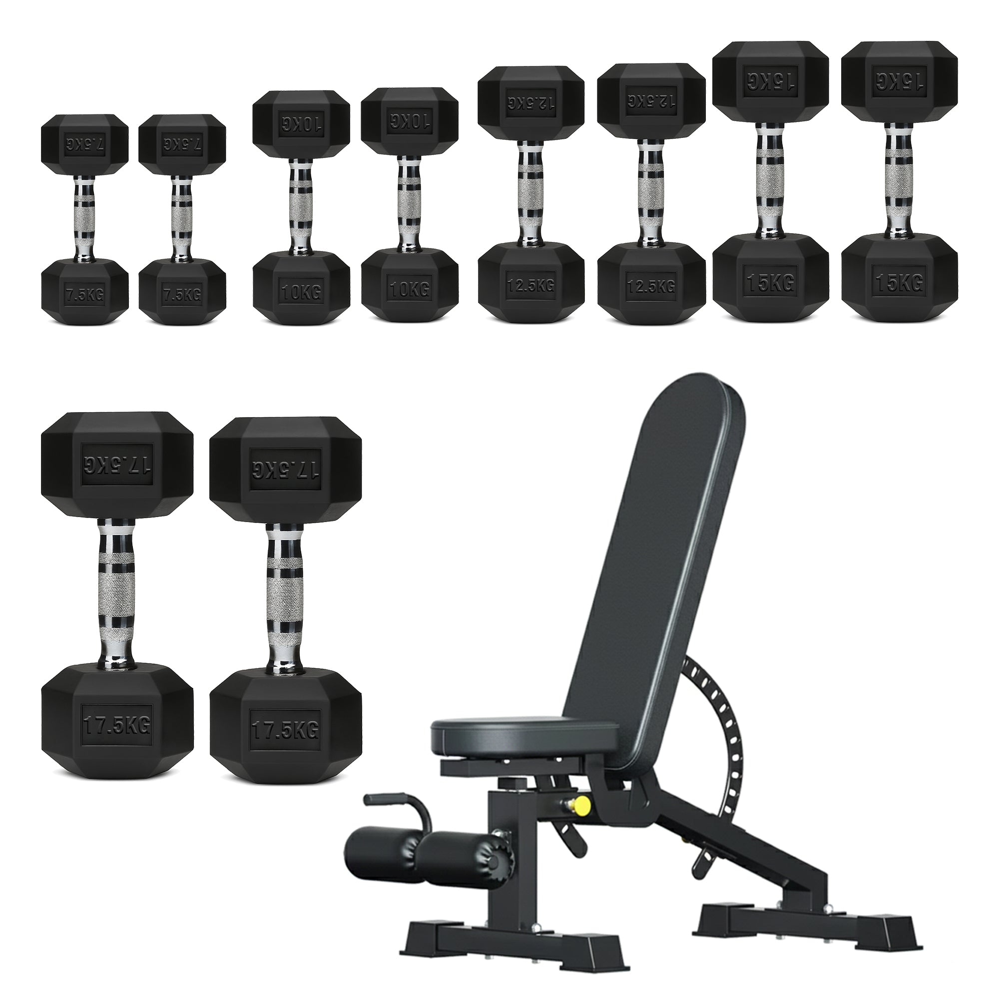 Hex Dumbbell Set – 5 Pairs with 5-Tier Tree Rack