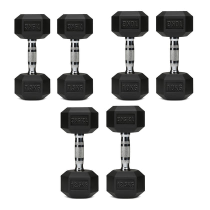 3 Pair Hex Dumbbell Set with 3 Tier Tree Rack