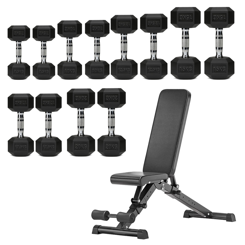 Hex Dumbbell Set – 6 Pairs with A6 Tree Rack in UK