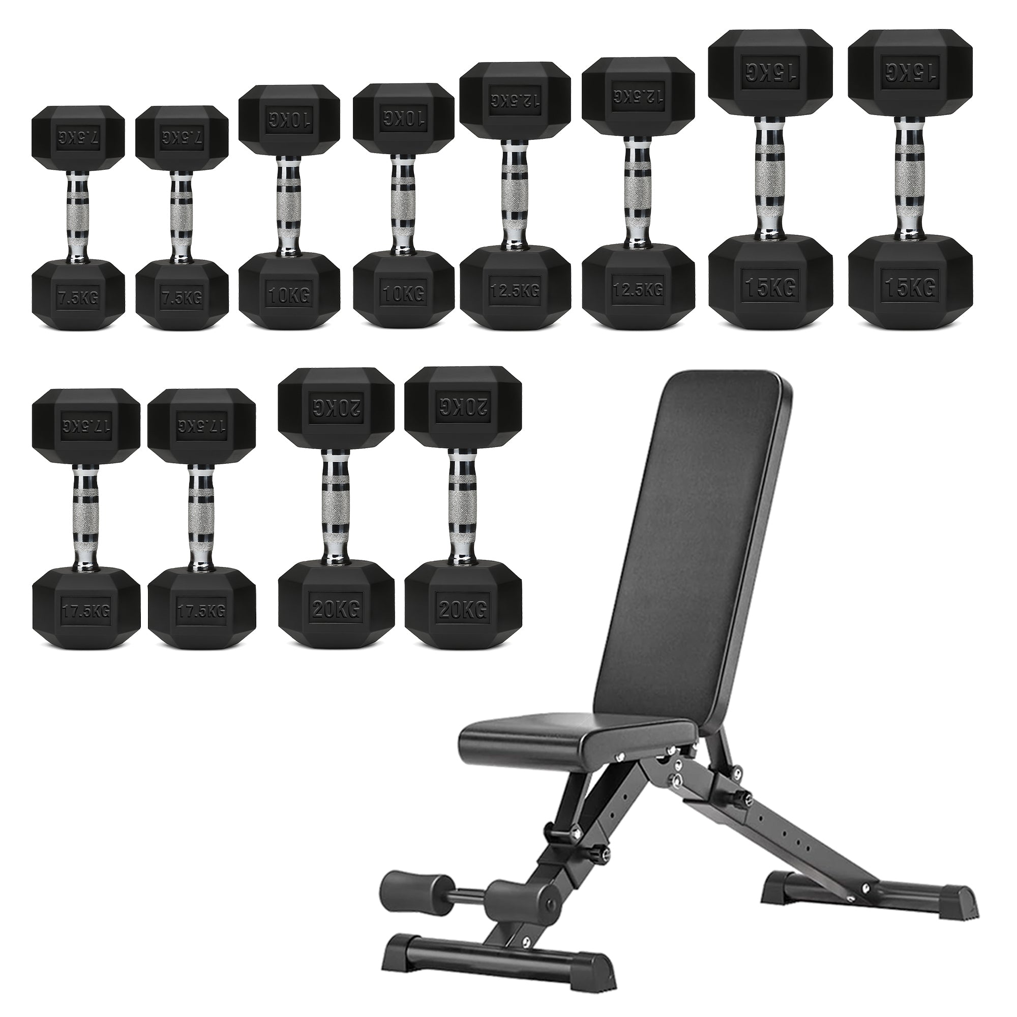 Hex Dumbbell Set – 6 Pairs with A6 Tree Rack in UK