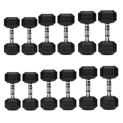 Hex Dumbbell Set 6 Pairs with A6 Tree Rack