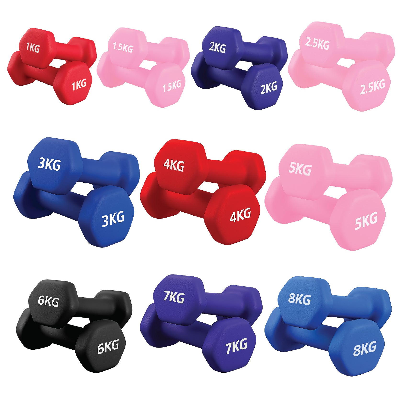 Neoprene Dumbbell 10 Tree Rack