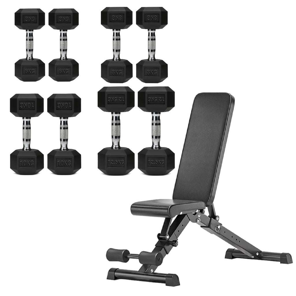 Hex Dumbbell Set 4 Pair with A5 Tier Rack