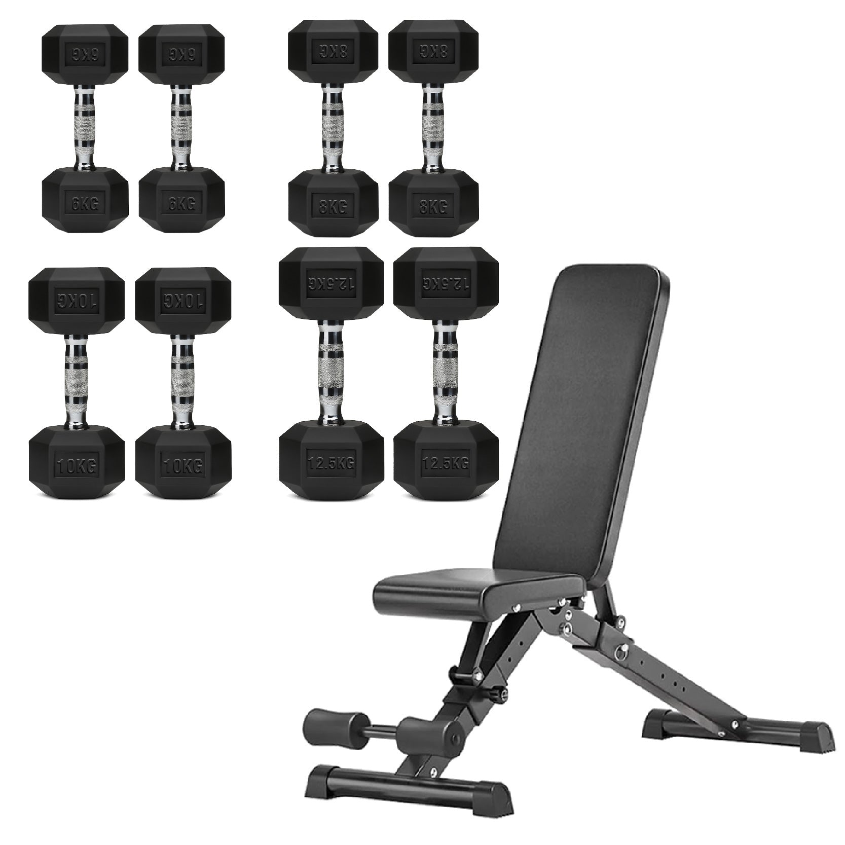 Hex Dumbbell Set 4 Pair with A5 Tier Rack