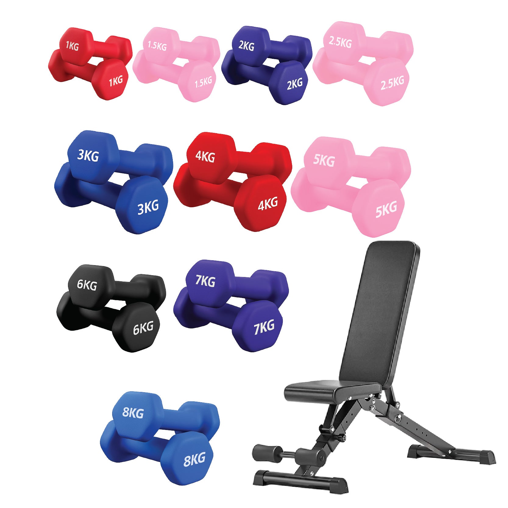 Neoprene Dumbbell 10 Tree Rack