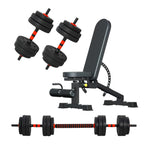 Adjustable Dumbbells & Barbell Set (20 kg / 25 kg / 30 kg) – 2-in-1 Home Gym Free Weights