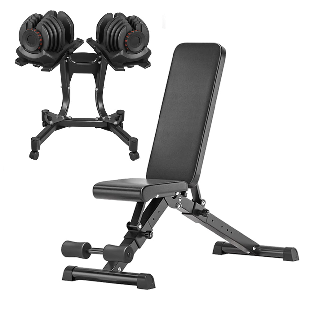 Adjustable Dumbbell Set with Foldable Bench
