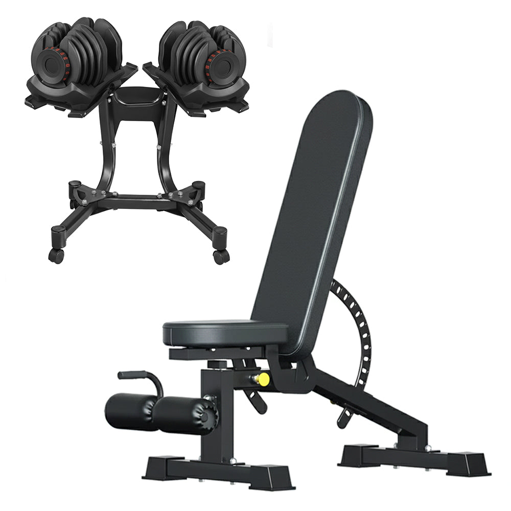 Adjustable Dumbbell Set with Weight Bench