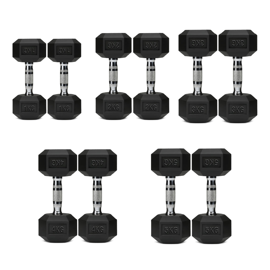 5 Tier Hex Dumbbell Set with Rack