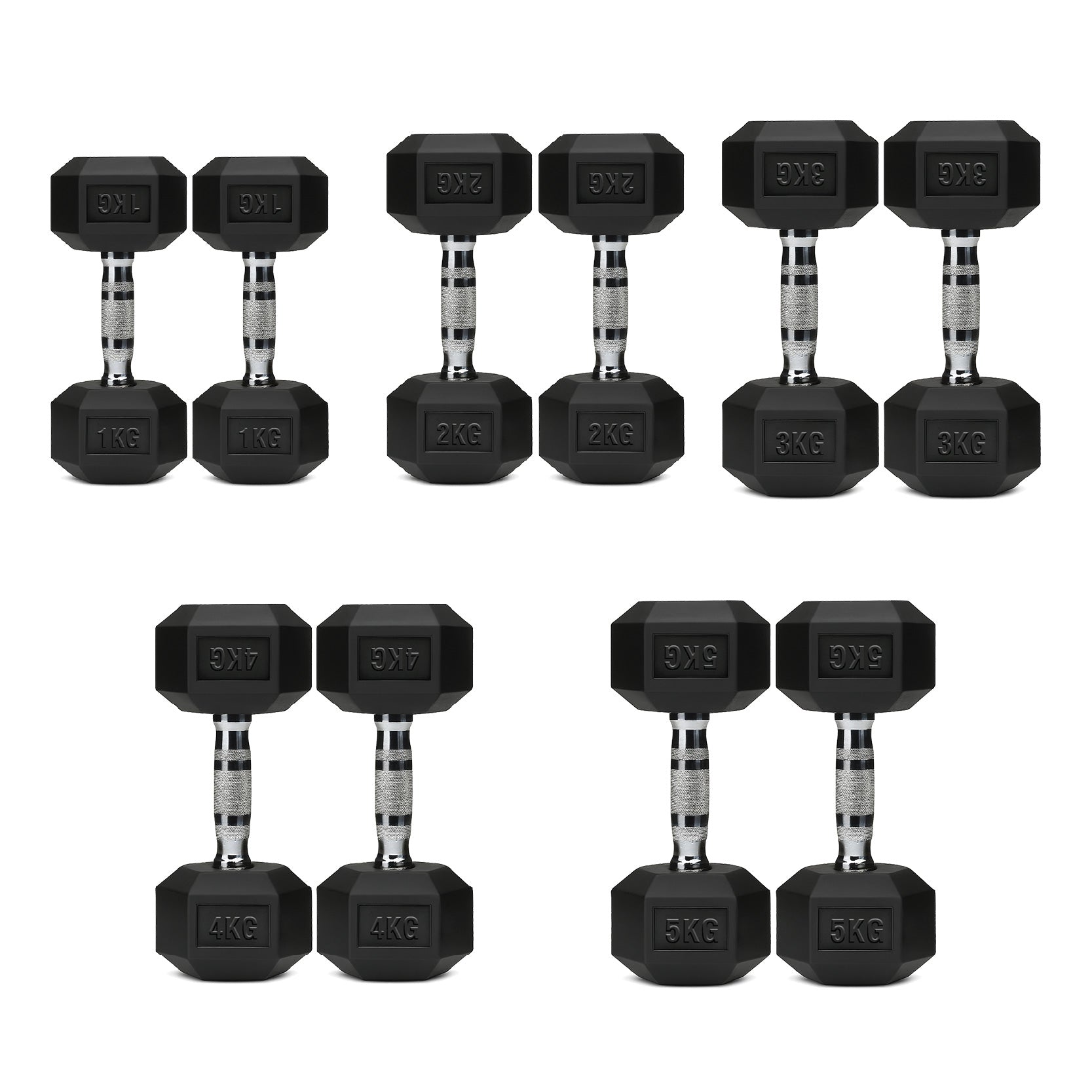 5 Tier Hex Dumbbell Set with Rack