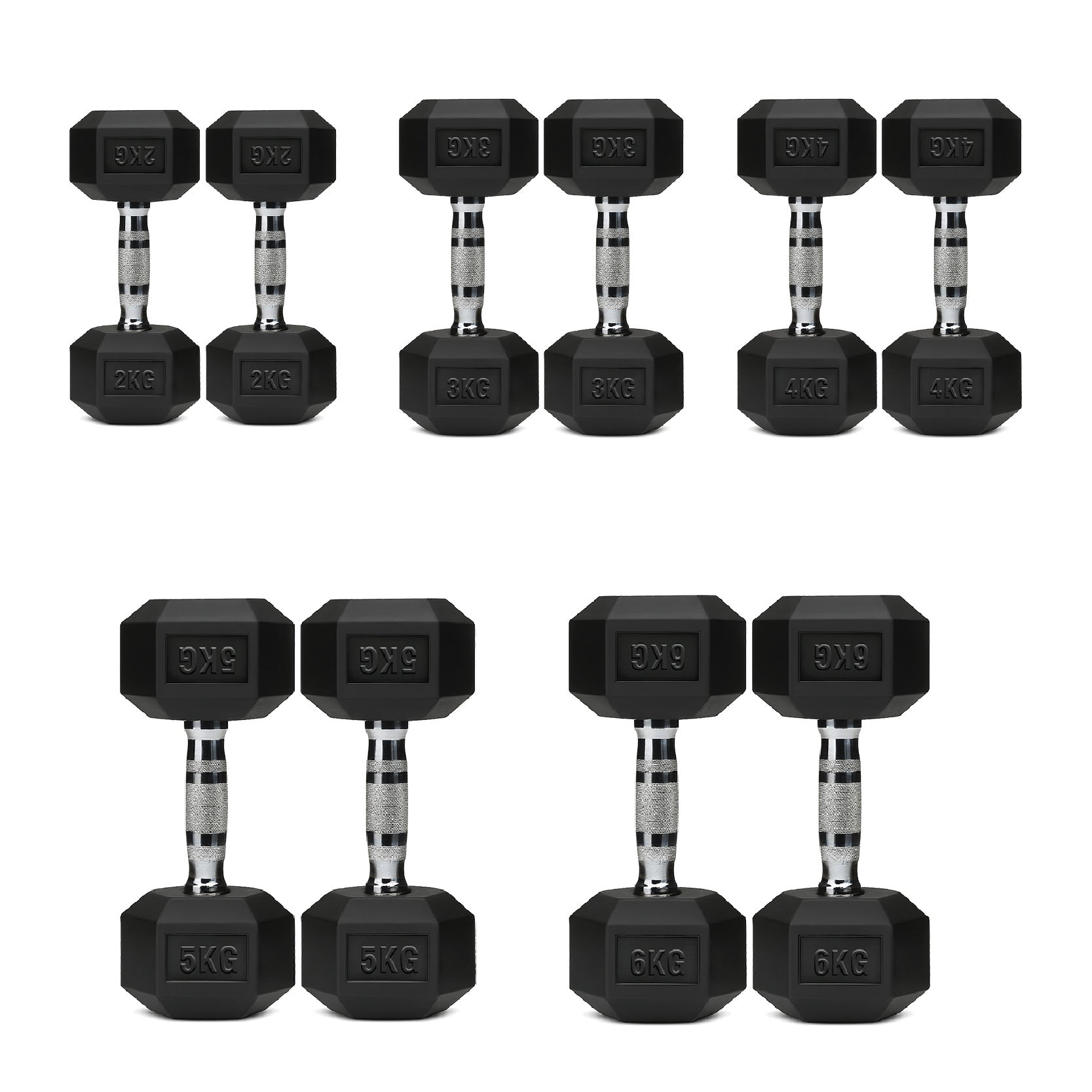 5 Tier Hex Dumbbell Set with Rack