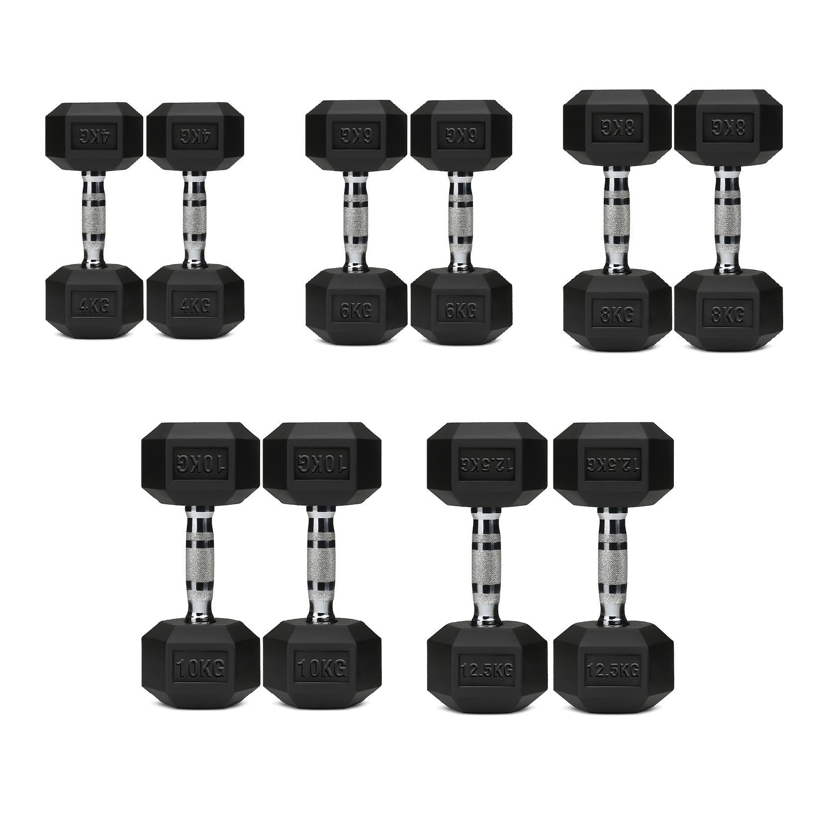 5 Tier Hex Dumbbell Set with Rack