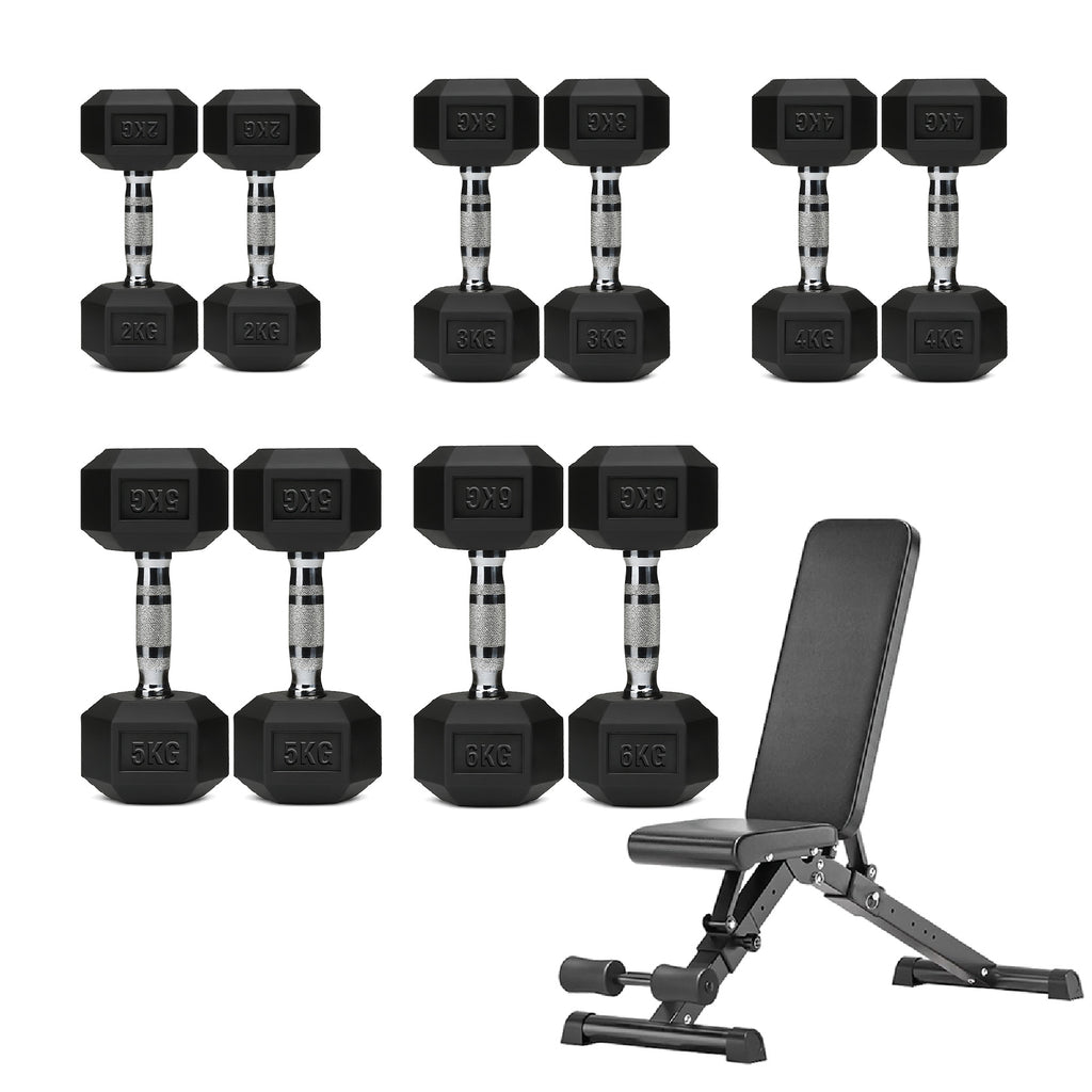 5 Tier Hex Dumbbell Set with Rack