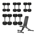 5 Tier Hex Dumbbell Set with Rack