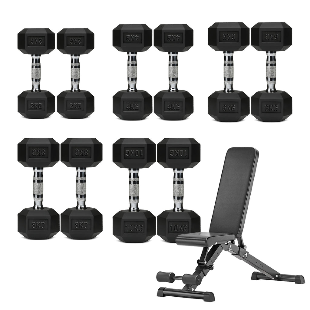 5 Tier Hex Dumbbell Set with Rack