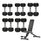 5 Tier Hex Dumbbell Set with Rack