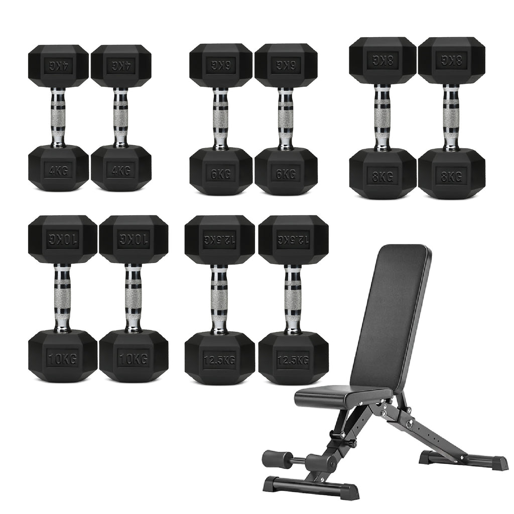 5 Tier Hex Dumbbell Set with Rack