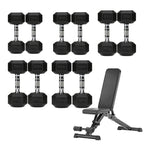 5 Tier Hex Dumbbell Set with Rack