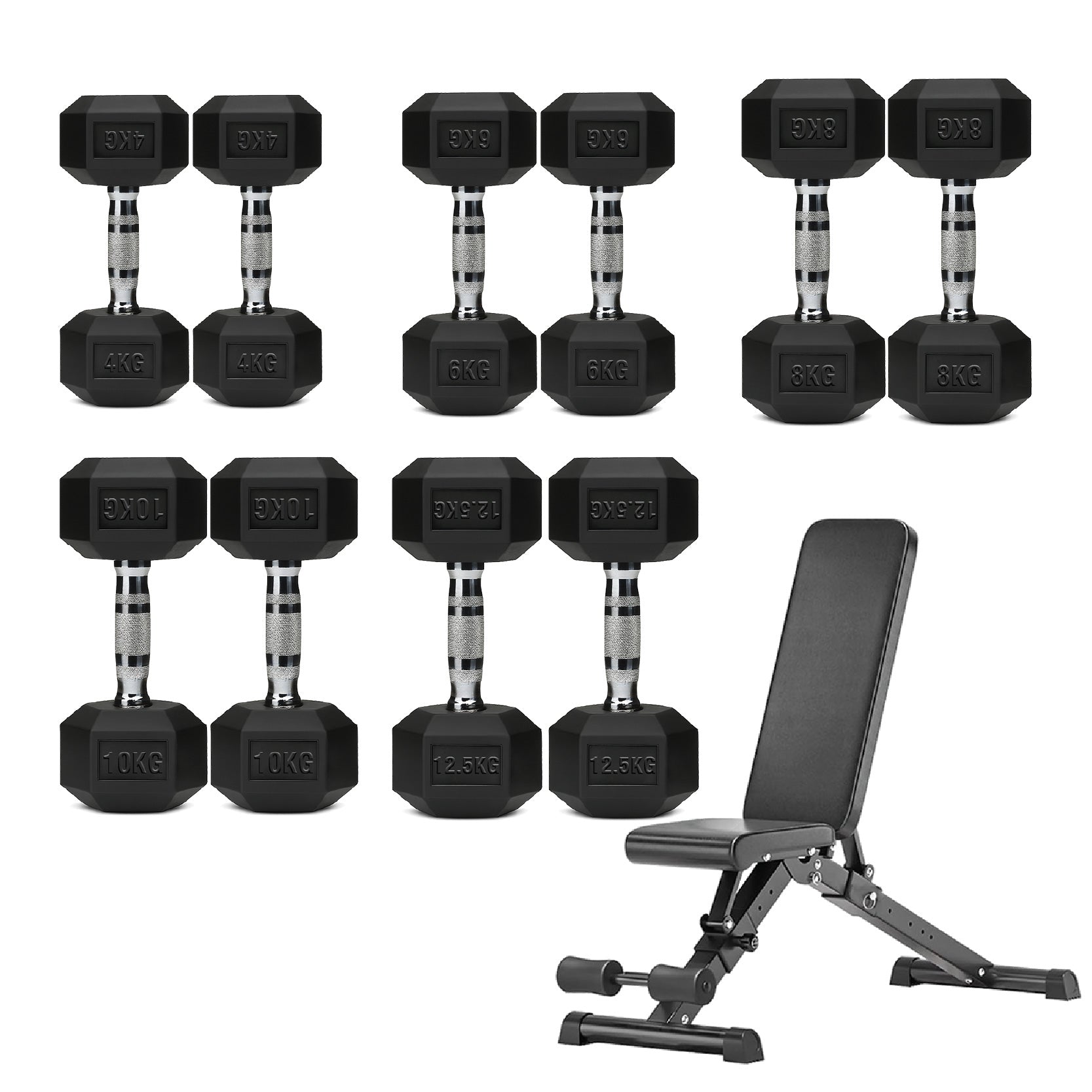 5 Tier Hex Dumbbell Set with Rack
