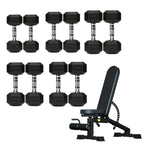 5 Tier Hex Dumbbell Set with Rack