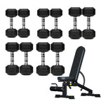 5 Tier Hex Dumbbell Set with Rack