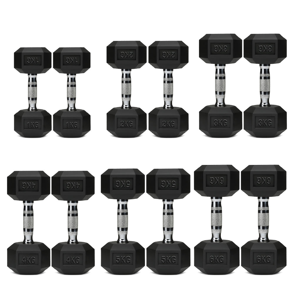 Hex Dumbbell Set 6 Pairs with A6 Tree Rack