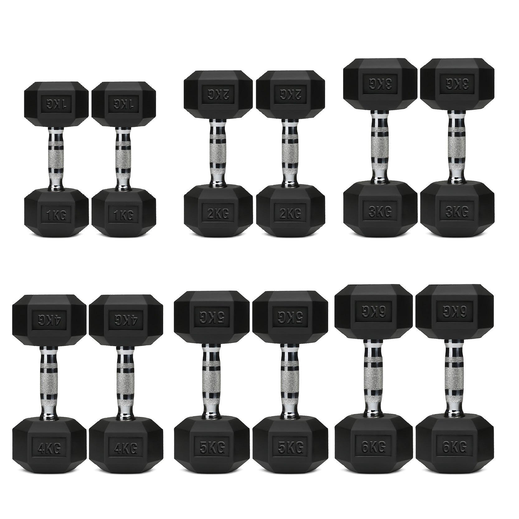 Hex Dumbbell Set 6 Pairs with A6 Tree Rack