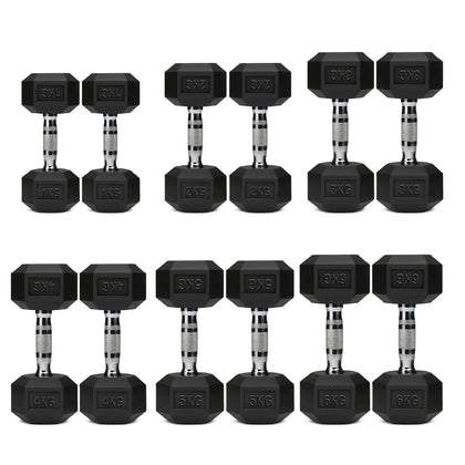 Hex Dumbbell Set 6 Pairs with A6 Tree Rack