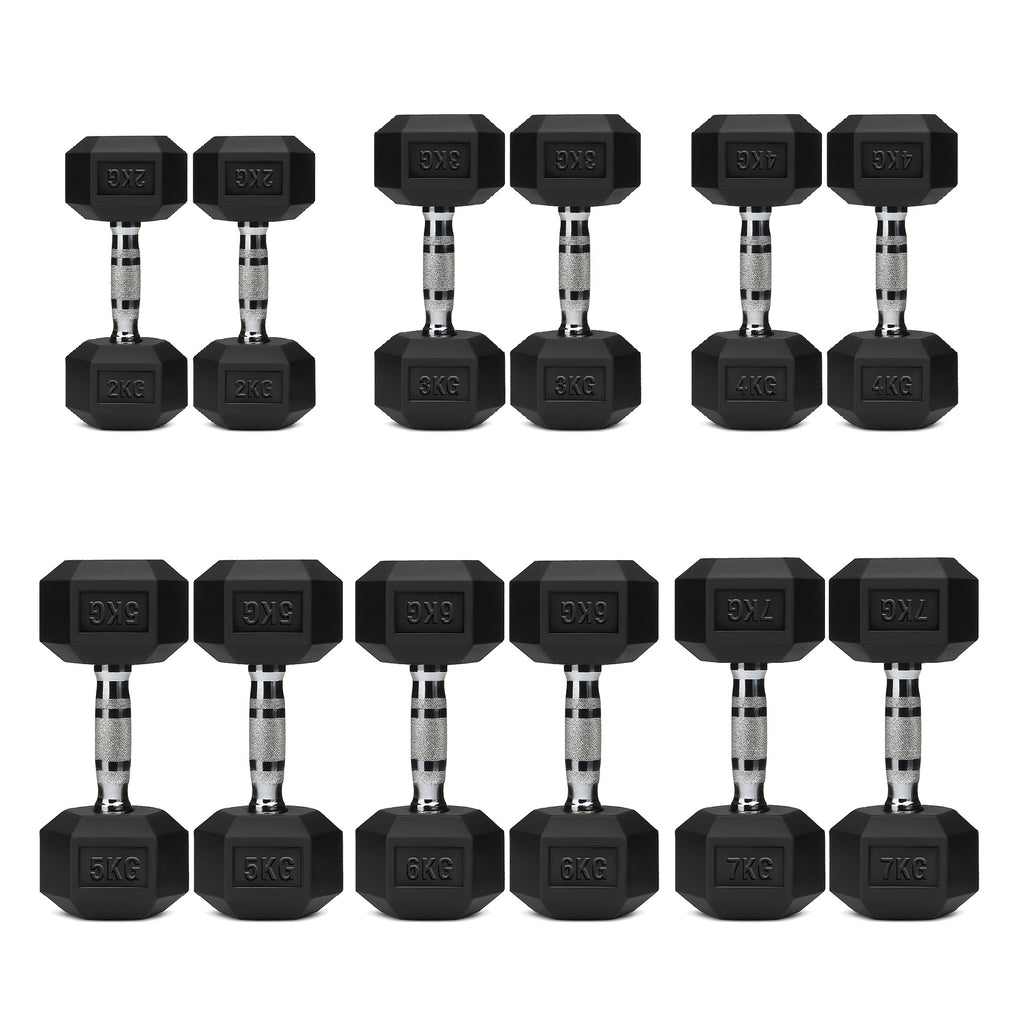 Hex Dumbbell Set 6 Pairs with A6 Tree Rack