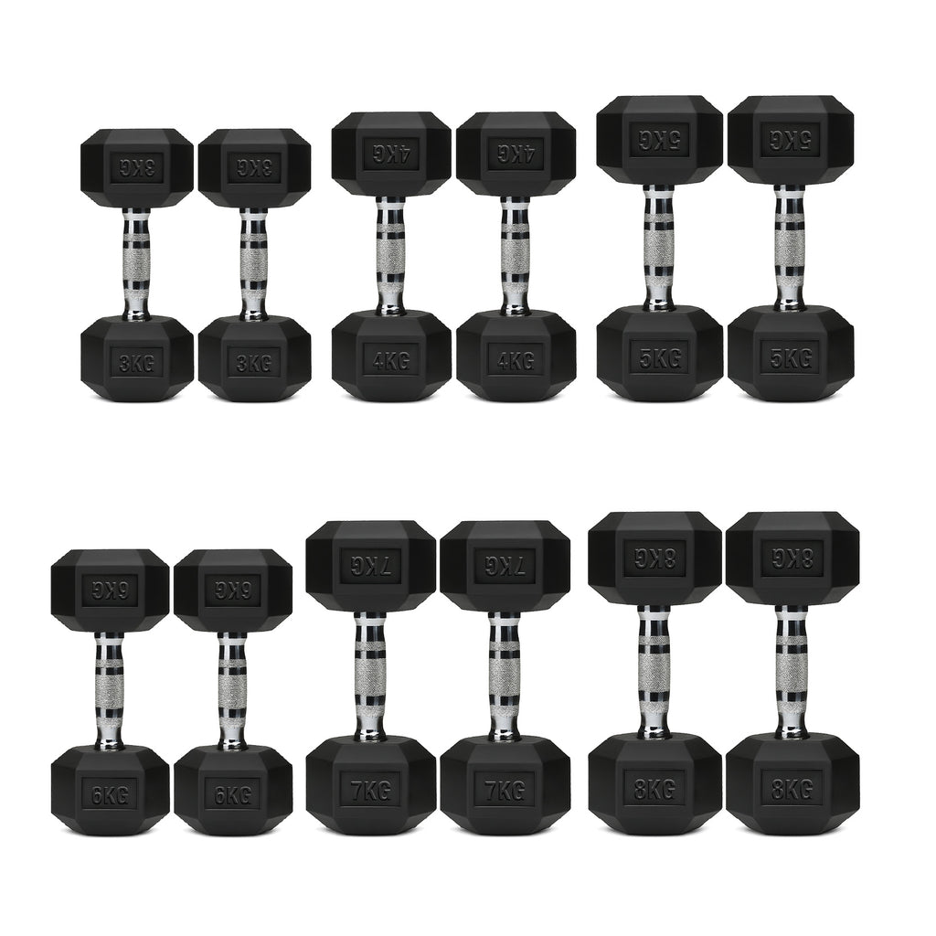 Hex Dumbbell Set 6 Pairs with A6 Tree Rack