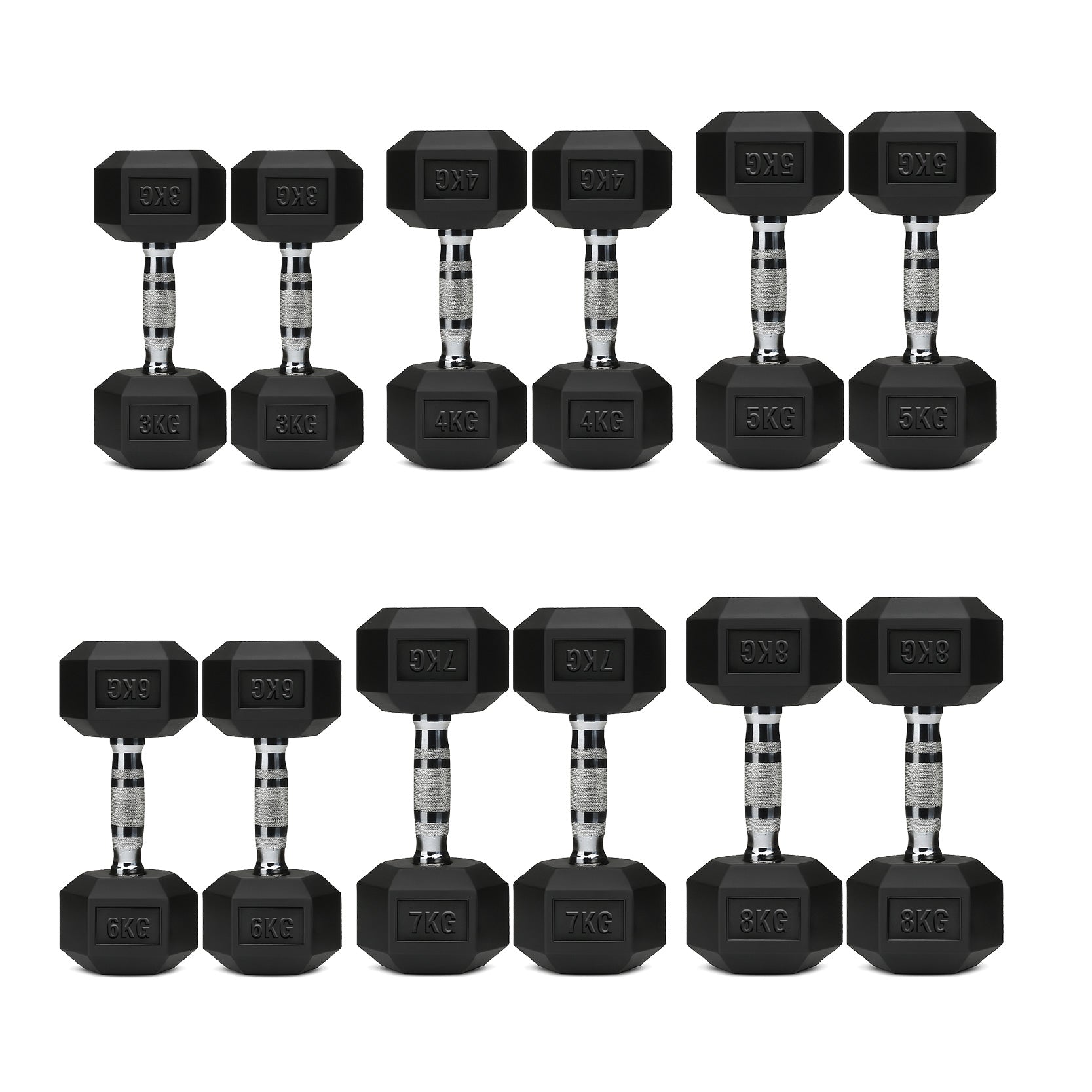 Hex Dumbbell Set 6 Pairs with A6 Tree Rack