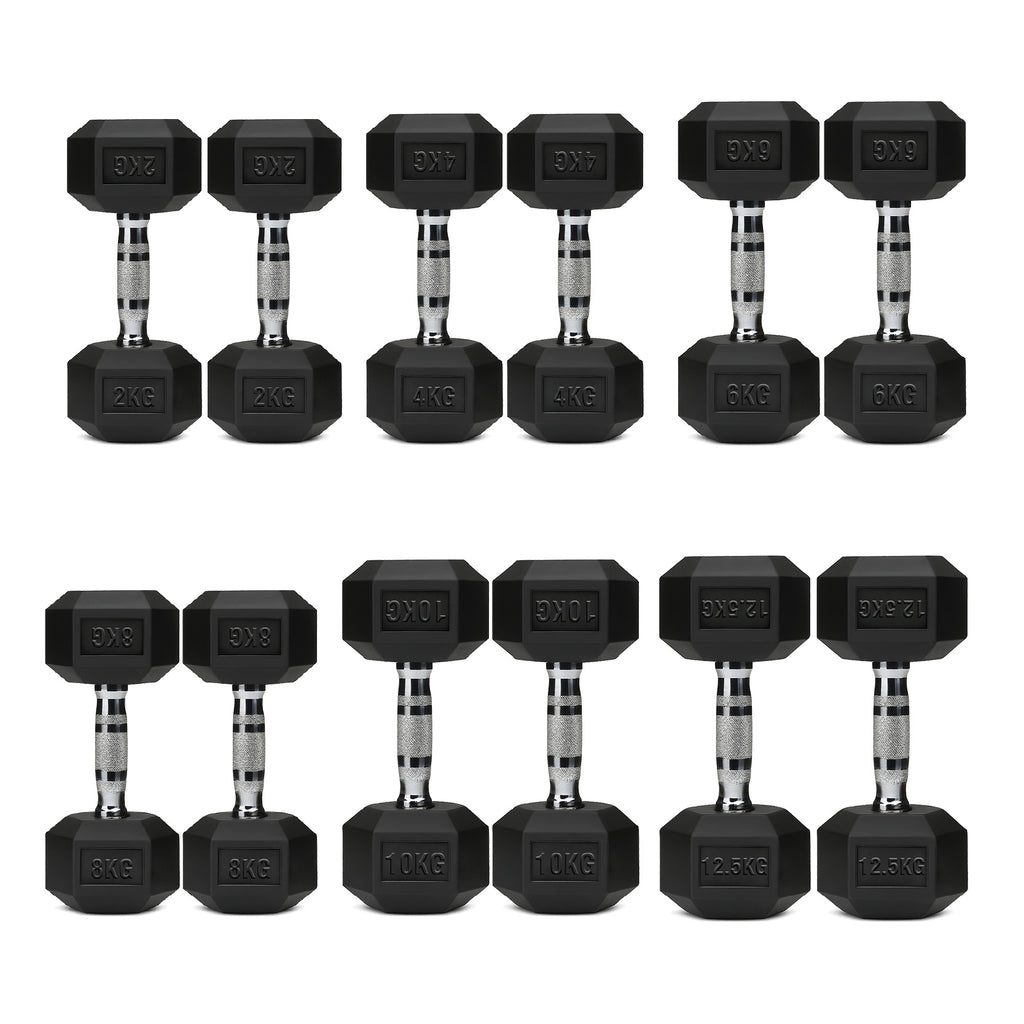 Hex Dumbbell Set 6 Pairs with A6 Tree Rack