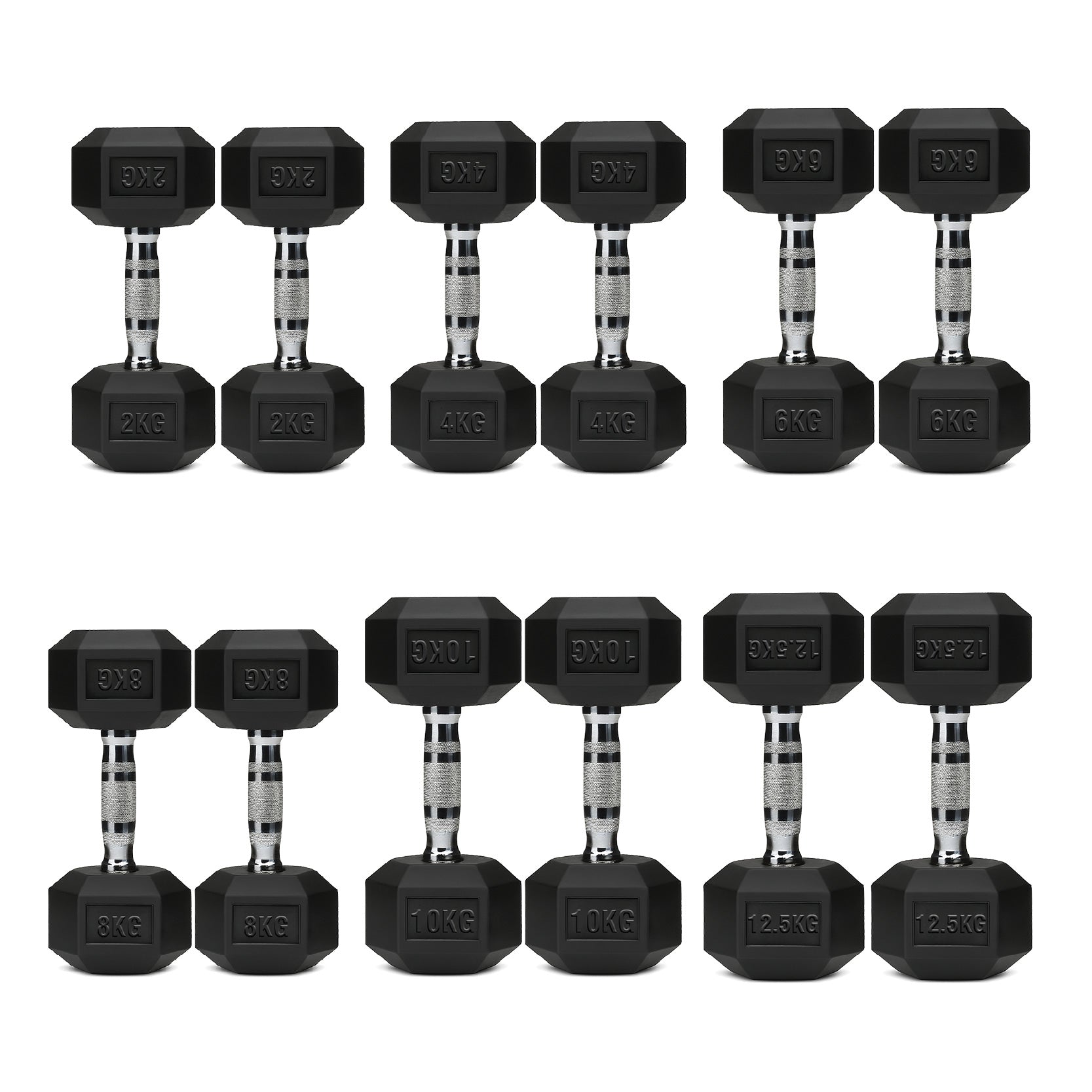 Hex Dumbbell Set 6 Pairs with A6 Tree Rack