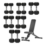 Hex Dumbbell Set 6 Pairs with A6 Tree Rack