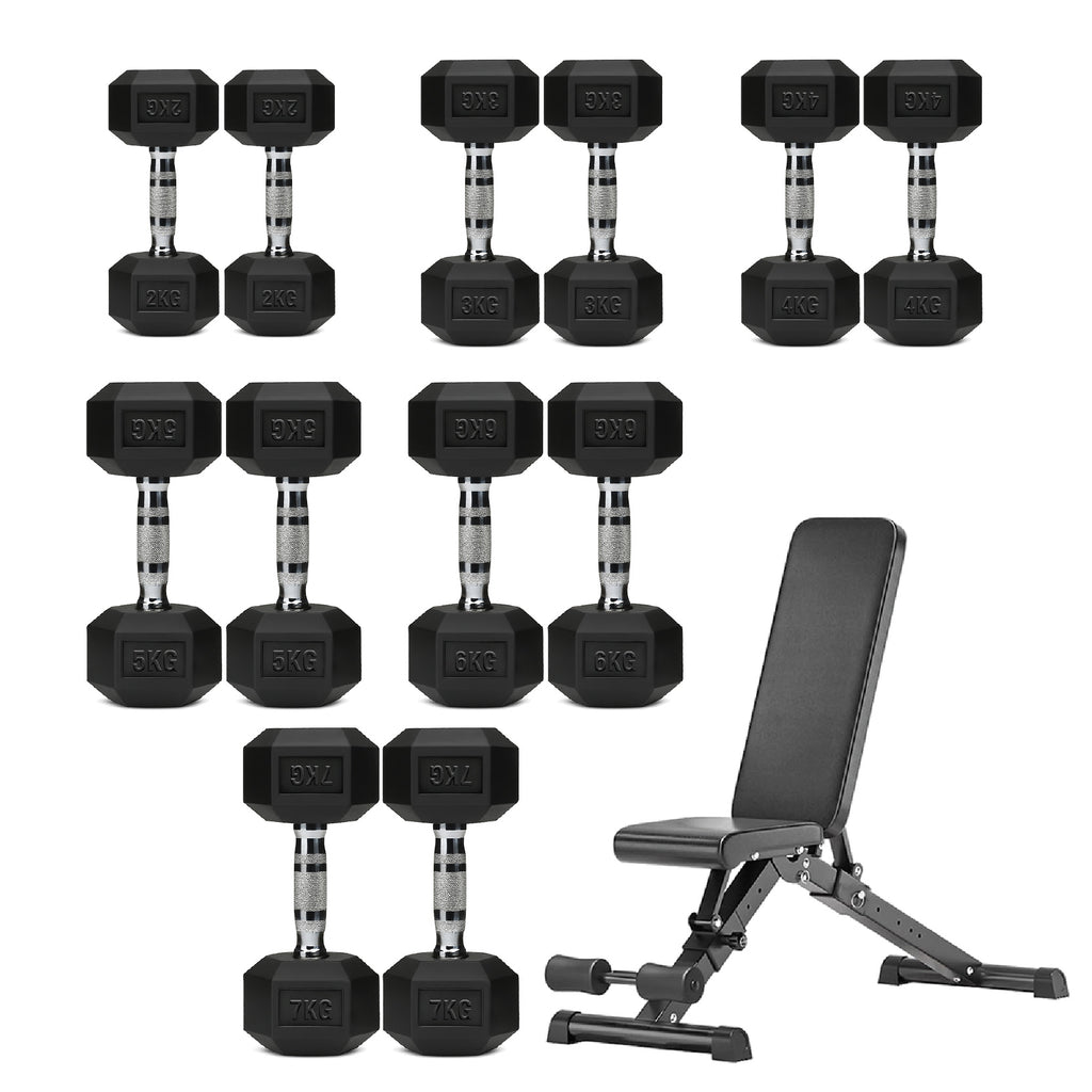 Hex Dumbbell Set 6 Pairs with A6 Tree Rack
