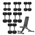 Hex Dumbbell Set 6 Pairs with A6 Tree Rack