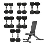 Hex Dumbbell Set 6 Pairs with A6 Tree Rack