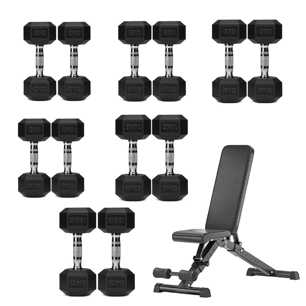 Hex Dumbbell Set 6 Pairs with A6 Tree Rack