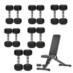 Hex Dumbbell Set 6 Pairs with A6 Tree Rack