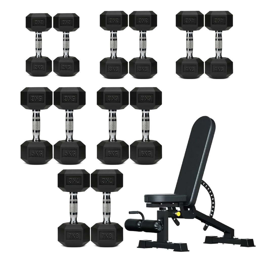 Hex Dumbbell Set 6 Pairs with A6 Tree Rack