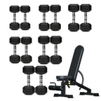 Hex Dumbbell Set 6 Pairs with A6 Tree Rack
