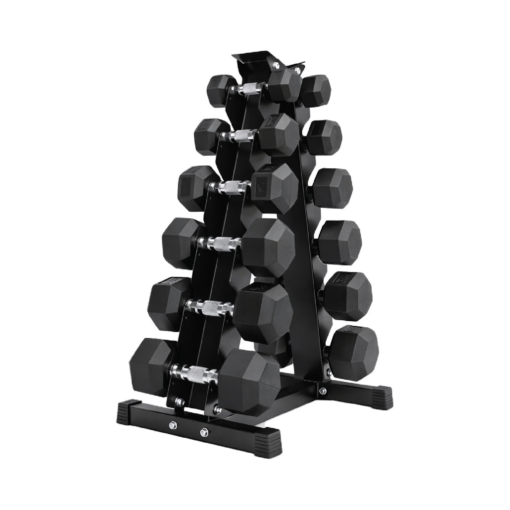 Hex Dumbbell Set 6 Pairs with A6 Tree Rack