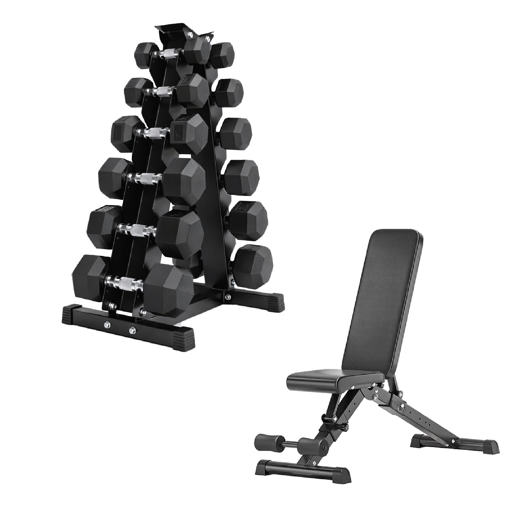 Hex Dumbbell Set 6 Pairs with A6 Tree Rack