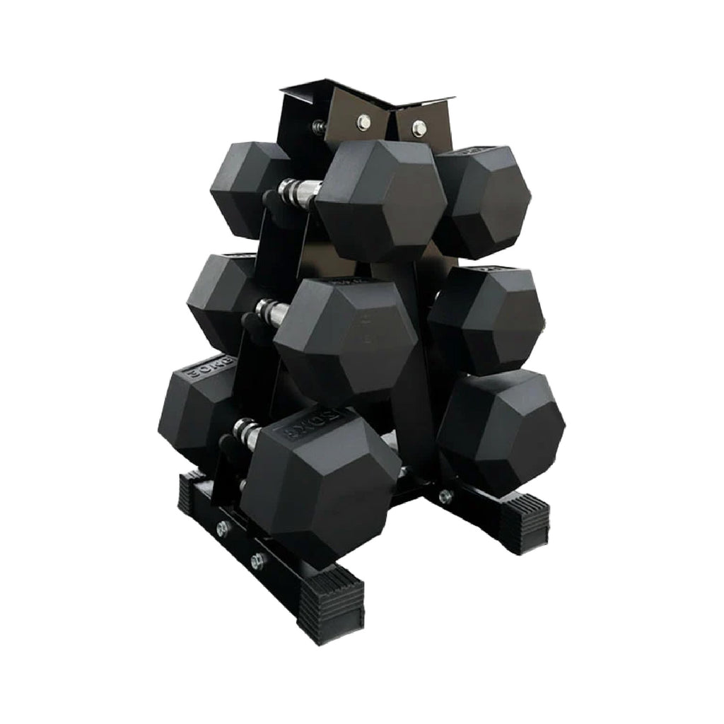 3 Pair Hex Dumbbell Set with 3 Tier Tree Rack